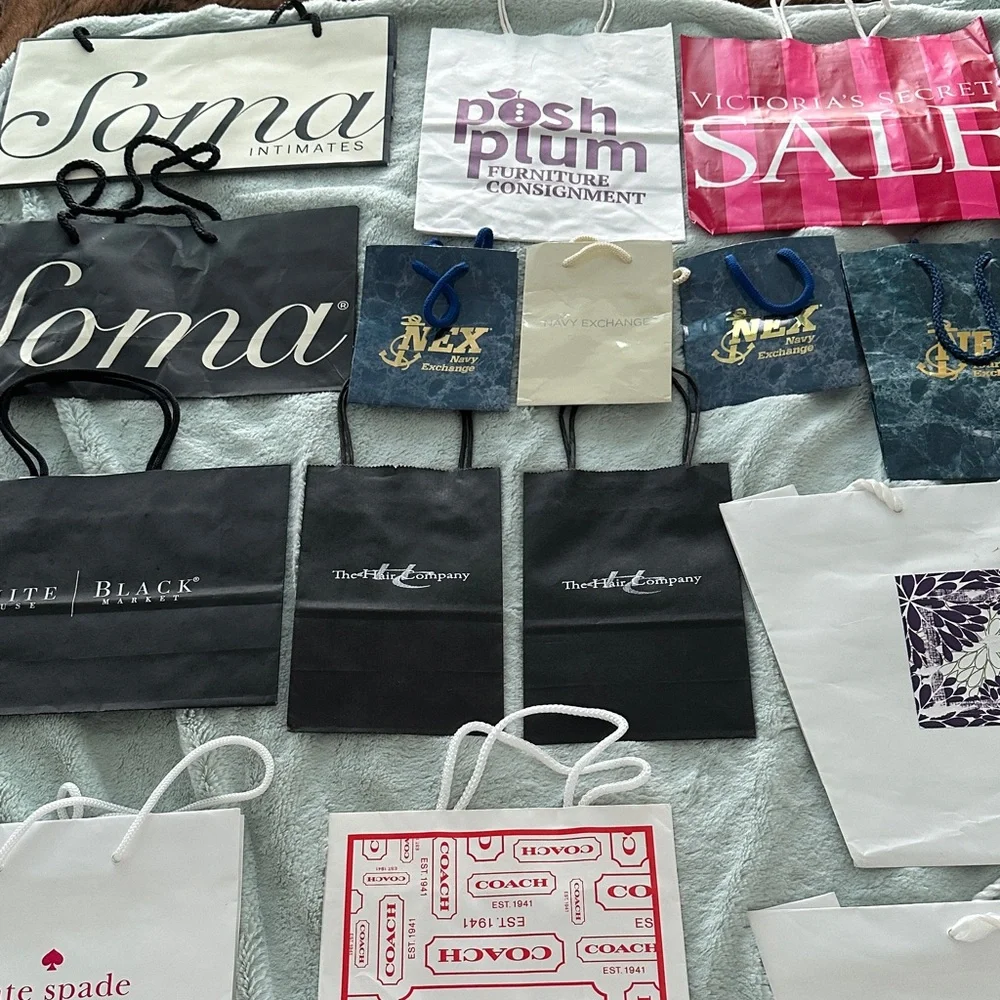 20 Assorted Empty Designer Shopping Bags Collection